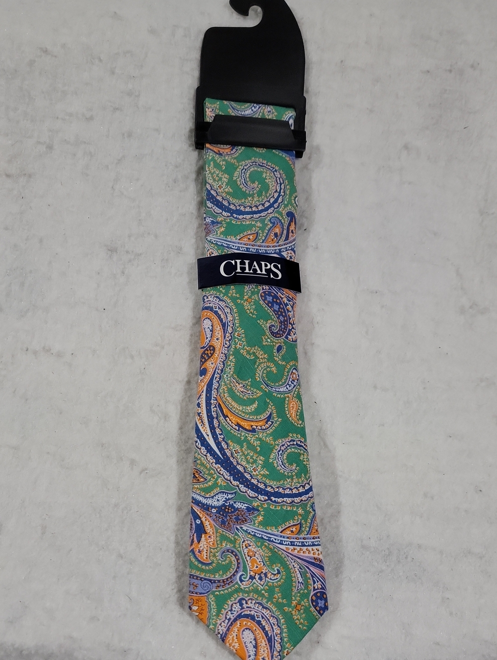 Chaps Green Paisley Silk Tie with Blue and Orange Accents - NWT